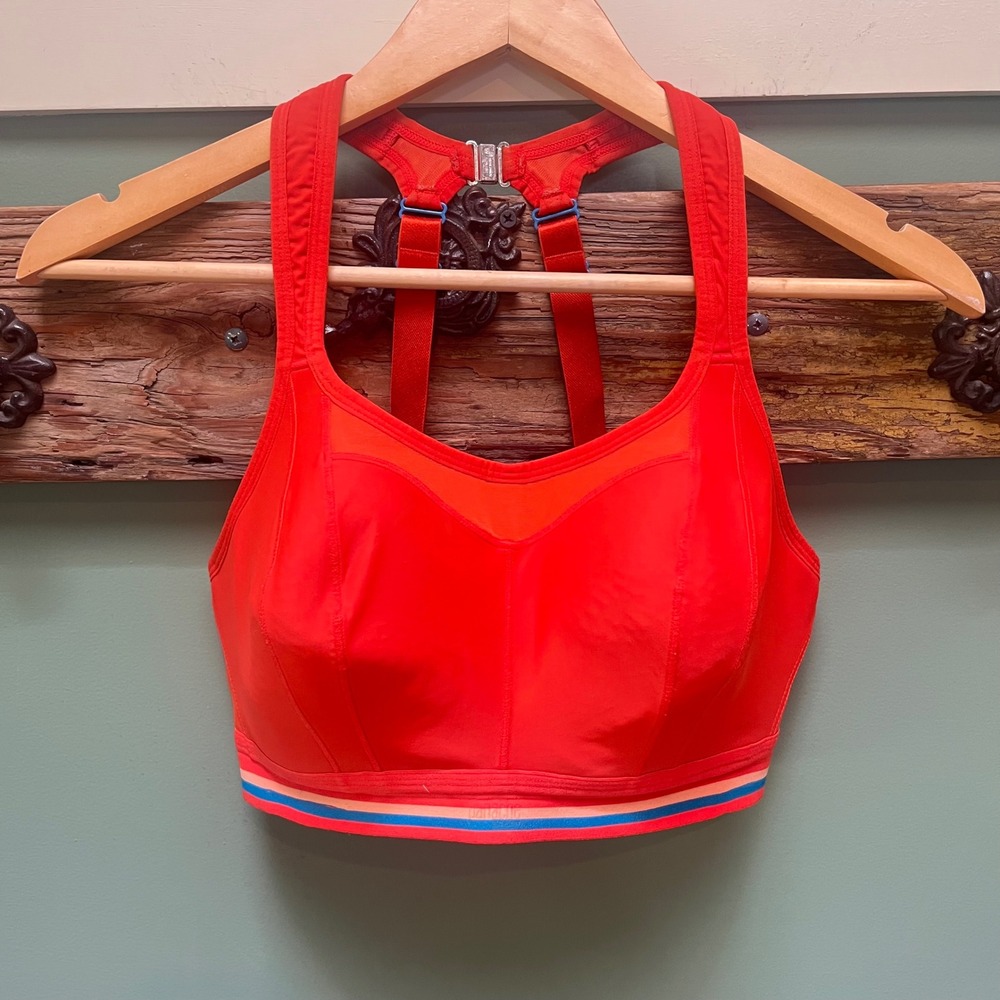 Panache Sport Orange  Non-Wired High Impact Sports Bra Womens 36D Striped Band